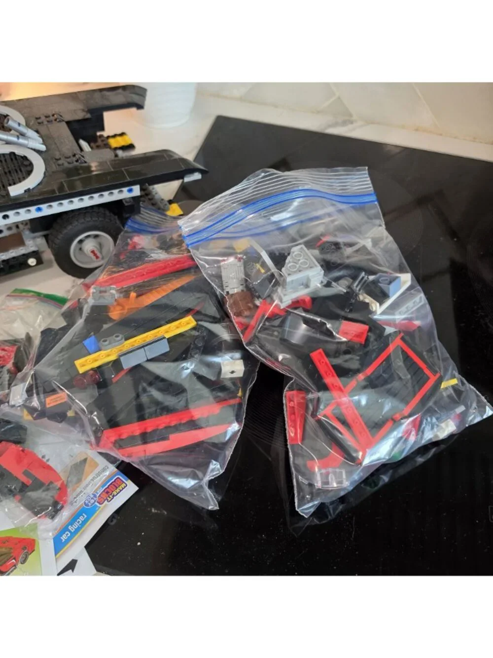 1966 Batmobile Lego Set With Extra Pieces for a mini car partially assembled